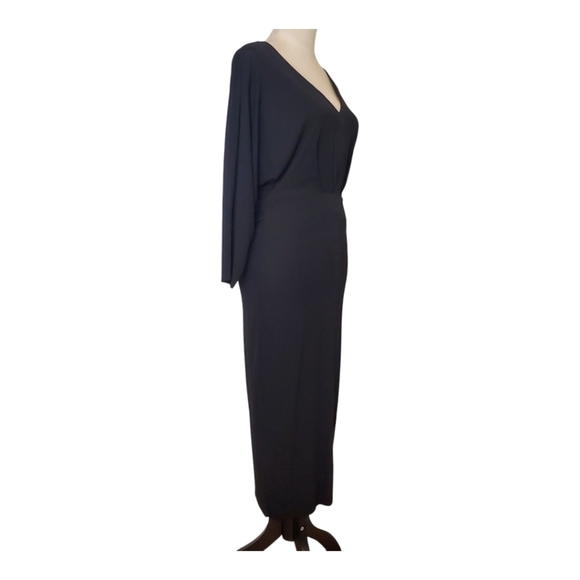 Bailey44 SZ M (8-10) Black VNeck Sexy BodyCon Rayon Knit Stretch Midi Dress - Picture 3 of 8